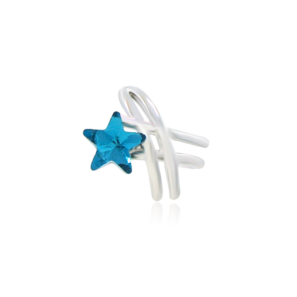 Blue Star Shaped Ear Cuff Earring